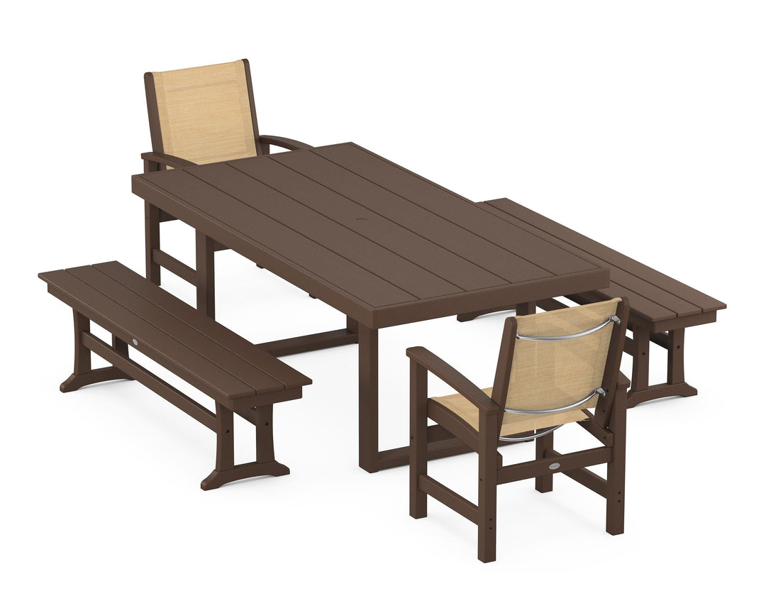 POLYWOOD® Coastal 5-Piece Dining Set with Trestle Legs