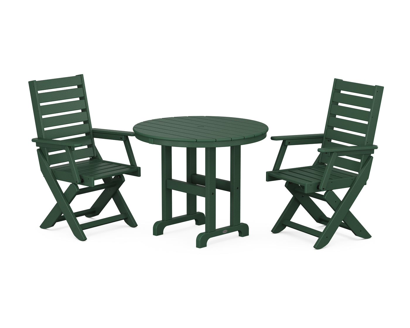 Captain Folding Chair 3-Piece Round Dining Set