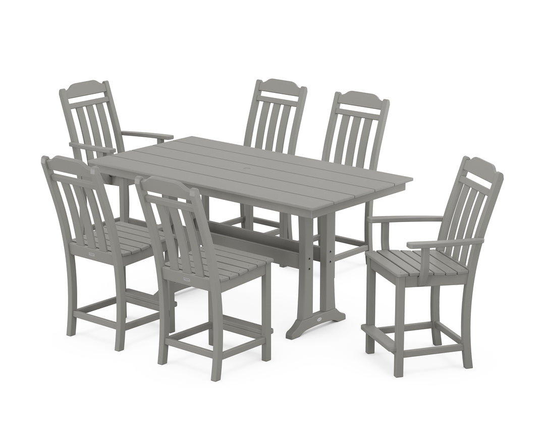 Country Living Cottage 7-Piece Farmhouse Counter Set with Trestle Legs
