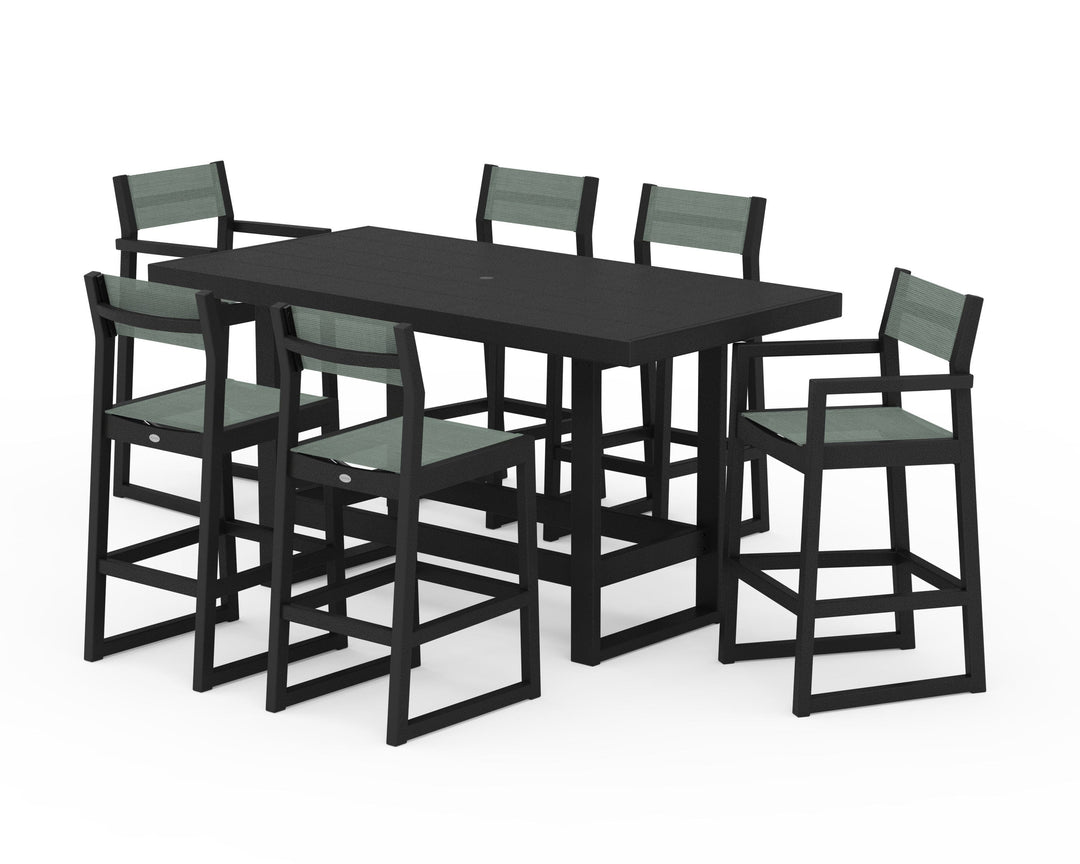 POLYWOOD® EDGE Sling 7-Piece Bar Table Set