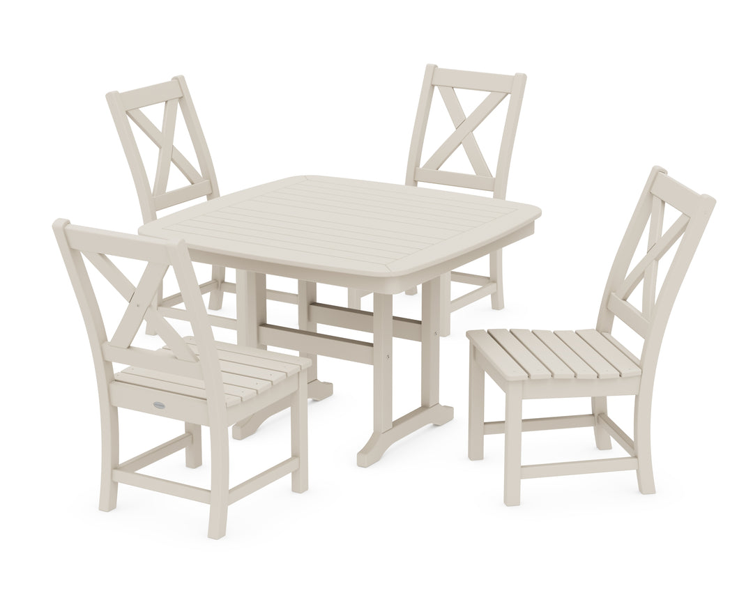 POLYWOOD® Braxton Side Chair 5-Piece Dining Set with Trestle Legs