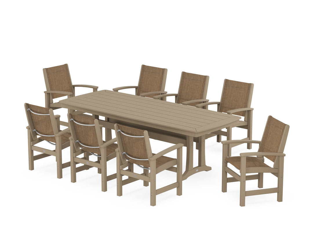 POLYWOOD® Coastal 9-Piece Dining Set with Trestle Legs