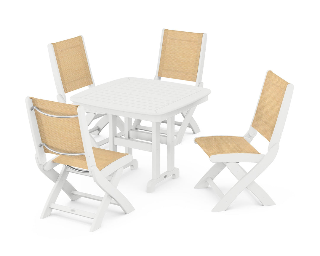 POLYWOOD® Coastal Folding Side Chair 5-Piece Dining Set