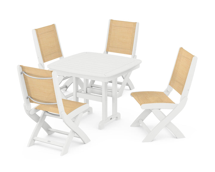 POLYWOOD® Coastal Folding Side Chair 5-Piece Dining Set