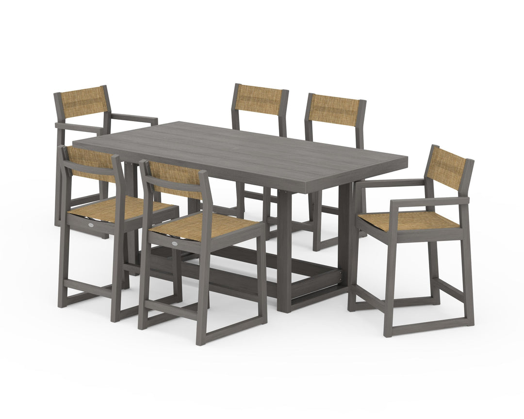 POLYWOOD® EDGE Sling 7-Piece Counter Table Set