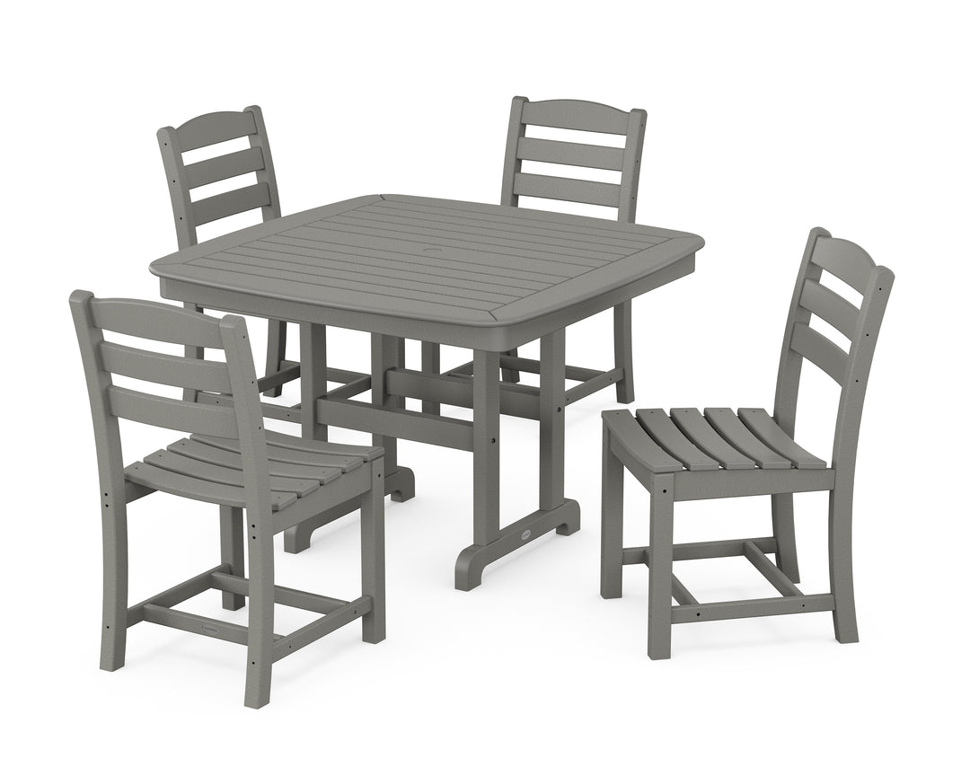 POLYWOOD® La Casa Café Side Chair 5-Piece Dining Set with Nautical Dining Table with Trestle Legs