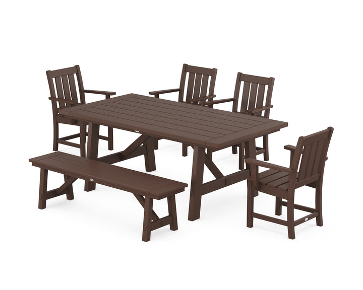 POLYWOOD® Oxford 6-Piece Rustic Farmhouse Dining Set with Bench