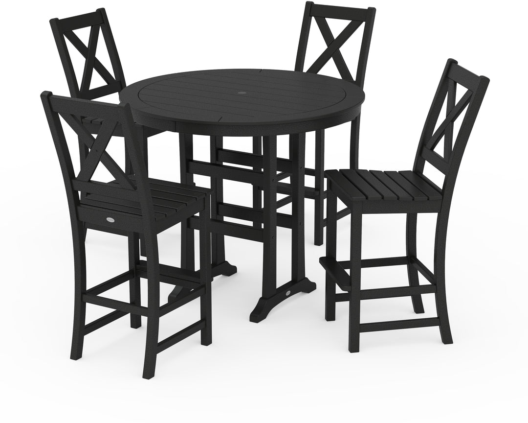 POLYWOOD® Braxton 5-Piece Nautical Trestle Arm Chair Bar Set