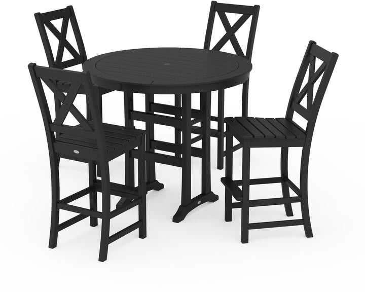 POLYWOOD® Braxton 5-Piece Nautical Trestle Arm Chair Bar Set
