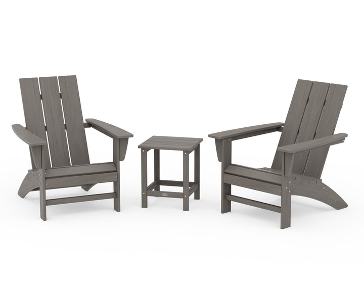 POLYWOOD® Modern 3-Piece Adirondack Set with Long Island 18" Side Table