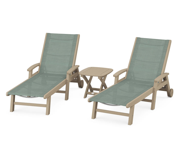 POLYWOOD® Coastal 3-Piece Wheeled Chaise Set
