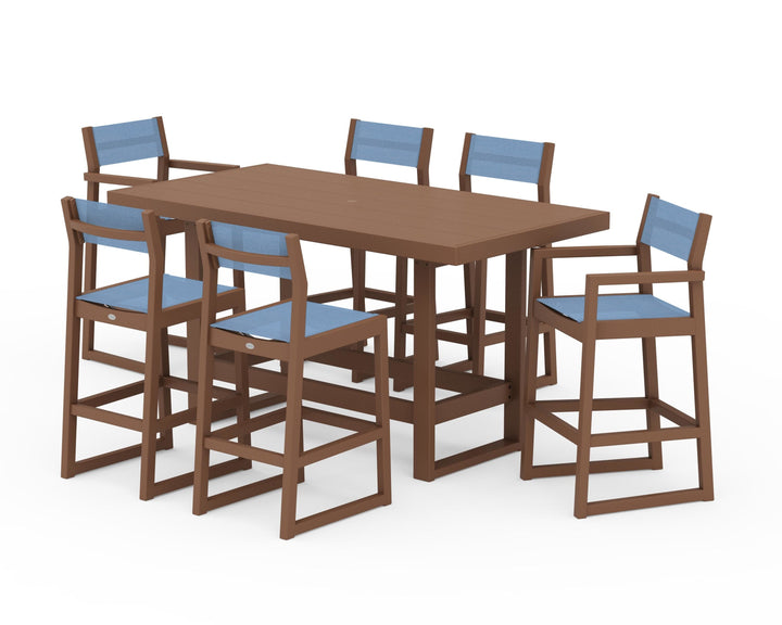 POLYWOOD® EDGE Sling 7-Piece Bar Table Set