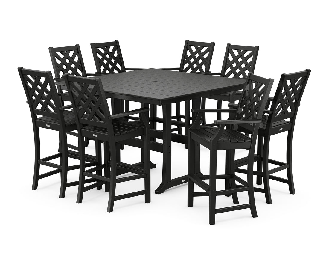 Country Living Wovendale 9-Piece Square Farmhouse Bar Set with Trestle Legs