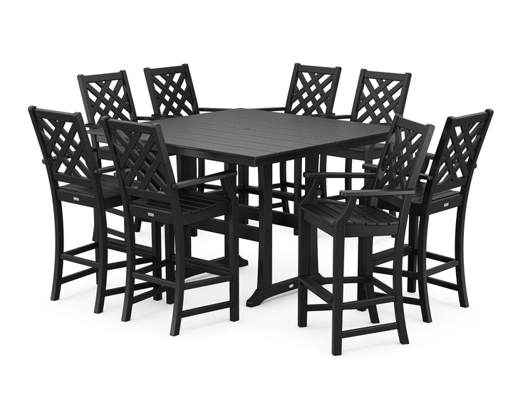 Country Living Wovendale 9-Piece Square Farmhouse Bar Set with Trestle Legs