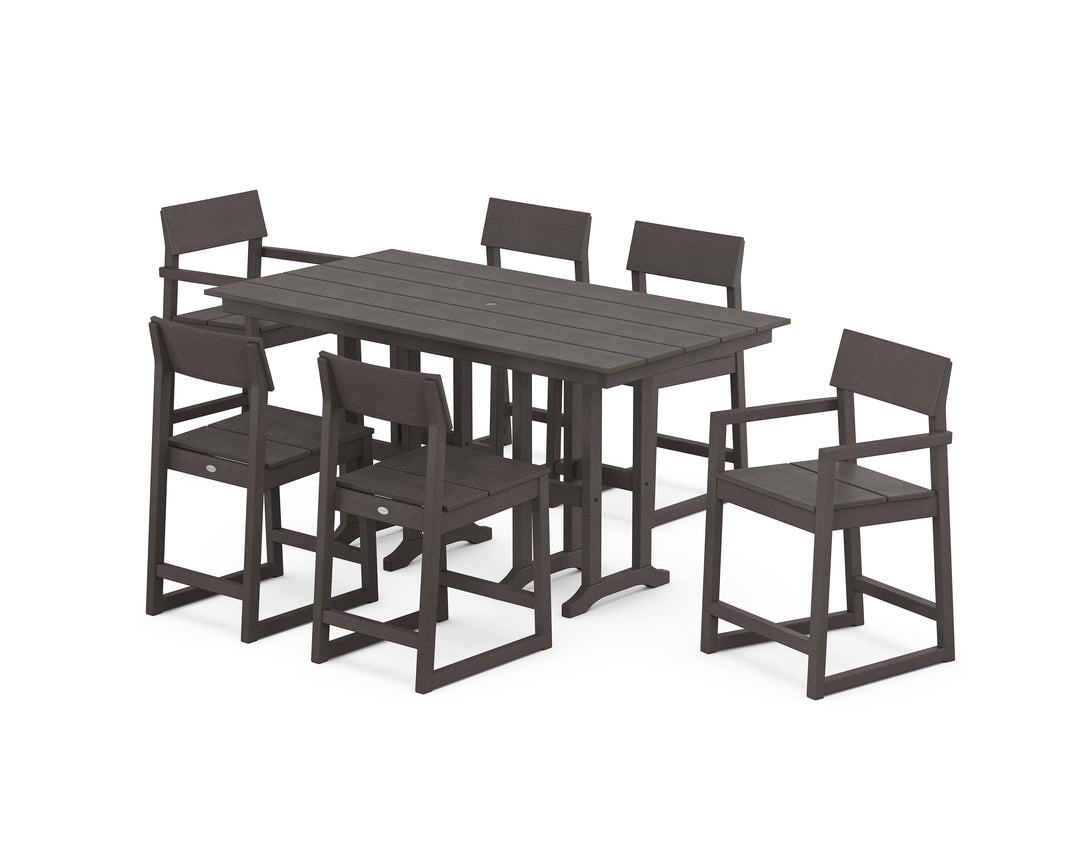 POLYWOOD® EDGE 7-Piece Farmhouse Counter Set