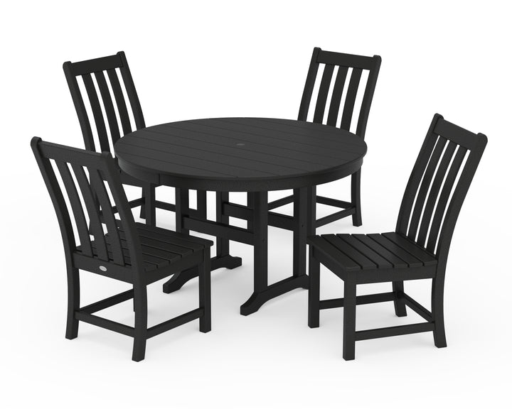 POLYWOOD® Vineyard 5-Piece Round Farmhouse Side Chair Dining Set