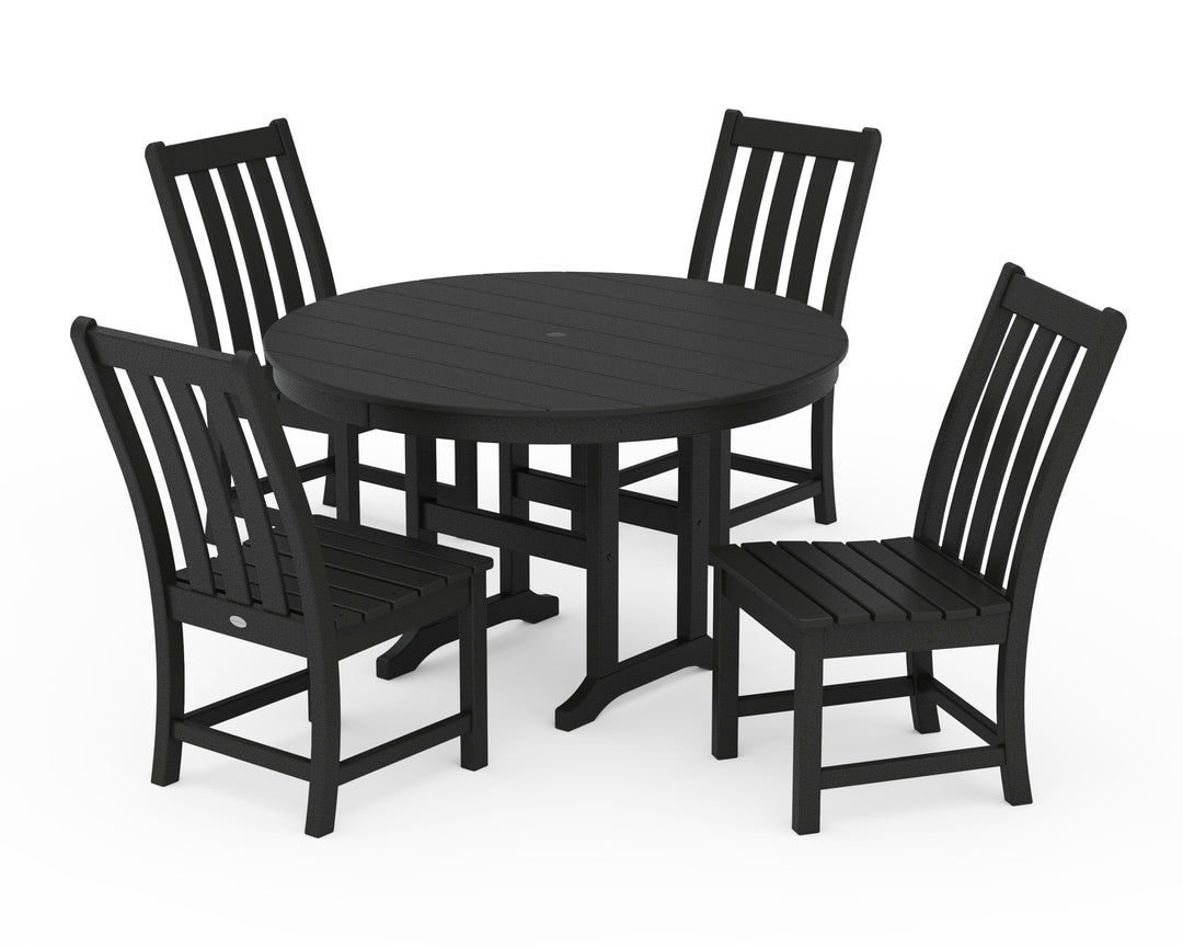 POLYWOOD® Vineyard 5-Piece Round Farmhouse Side Chair Dining Set