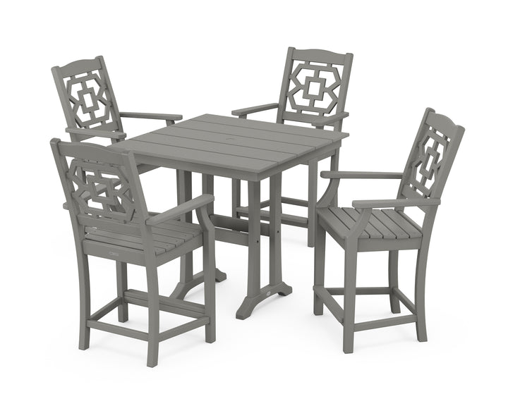 Martha Stewart by POLYWOOD® Chinoiserie 5-Piece Farmhouse Counter Set with Trestle Legs