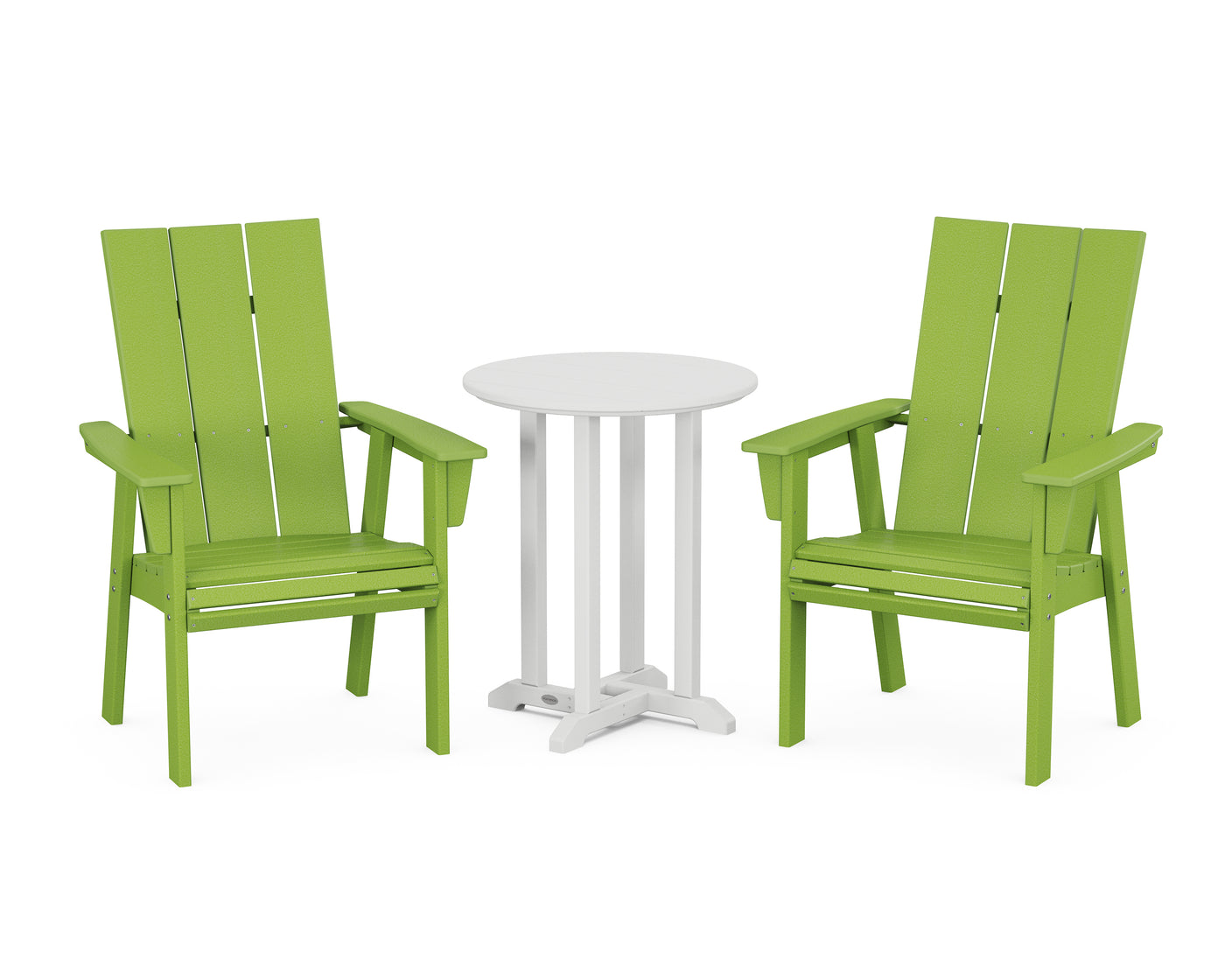 Modern Curveback Adirondack 3-Piece Round Bistro Dining Set