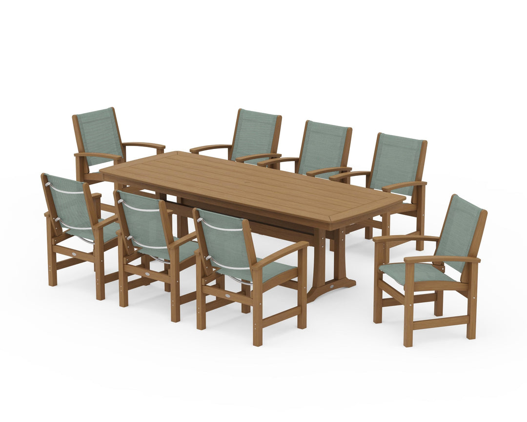 POLYWOOD® Coastal 9-Piece Dining Set with Trestle Legs