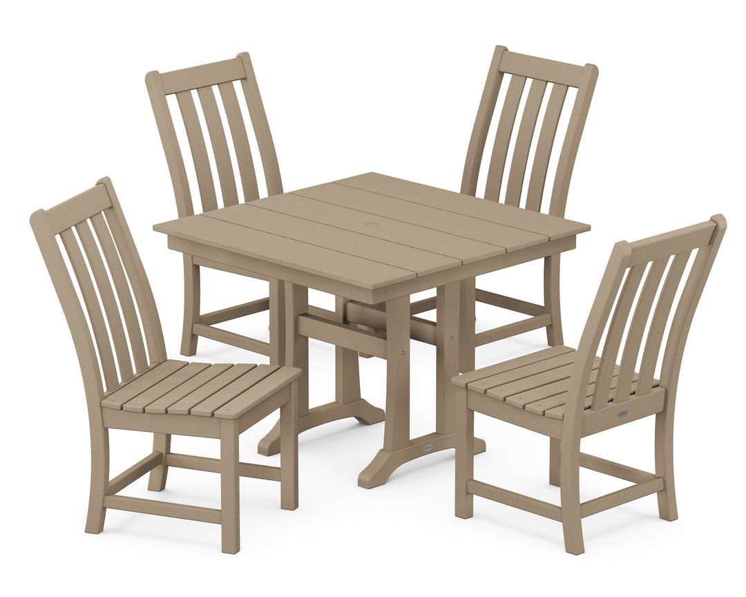 POLYWOOD® Vineyard 5-Piece Farmhouse Trestle Side Chair Dining Set