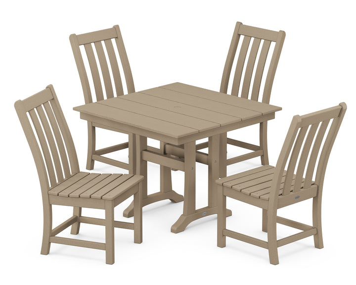 POLYWOOD® Vineyard 5-Piece Farmhouse Trestle Side Chair Dining Set