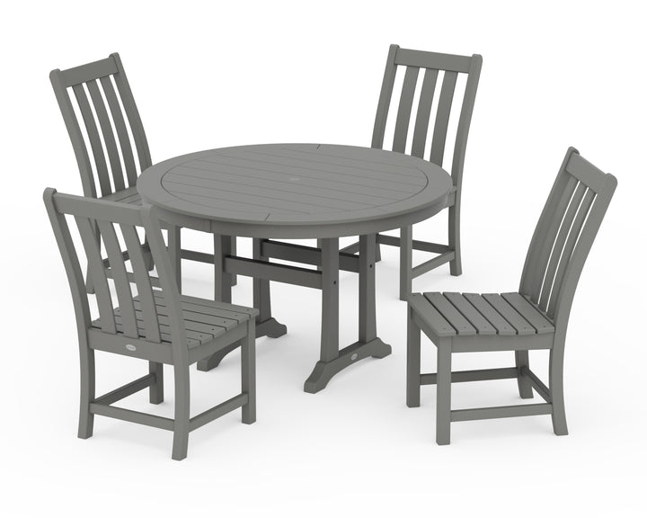 POLYWOOD® Vineyard Side Chair 5-Piece Round Dining Set With Trestle Legs