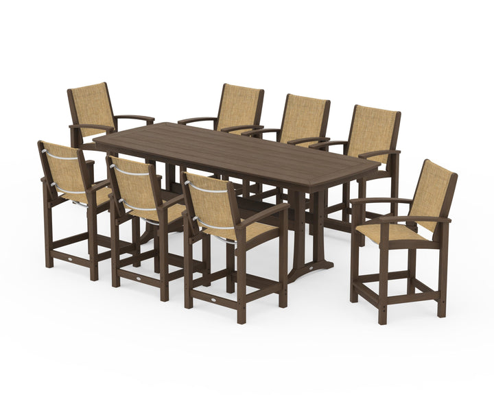POLYWOOD® Coastal 9-Piece Counter Set with Trestle Legs