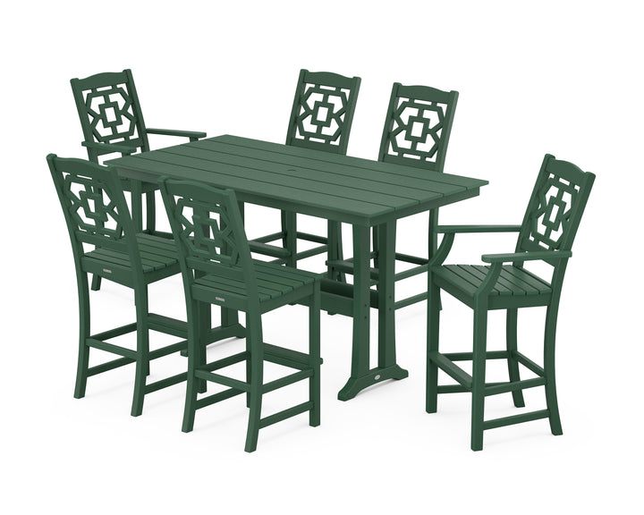 Martha Stewart by POLYWOOD® Chinoiserie 7-Piece Farmhouse Bar Set with Trestle Legs
