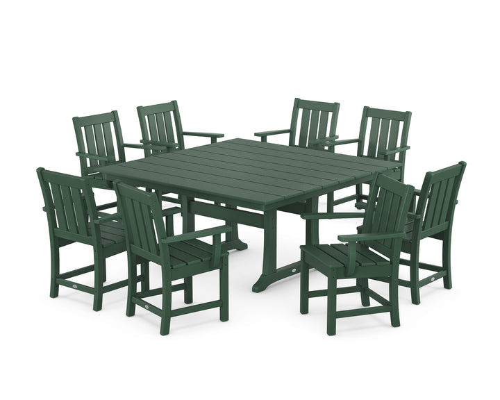 POLYWOOD® Oxford 9-Piece Square Farmhouse Dining Set with Trestle Legs