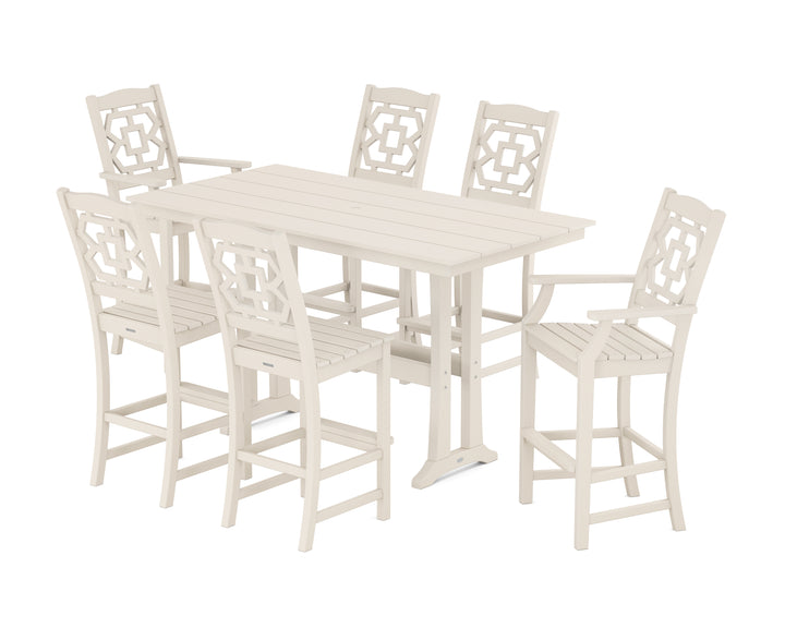 Martha Stewart by POLYWOOD® Chinoiserie 7-Piece Farmhouse Bar Set with Trestle Legs