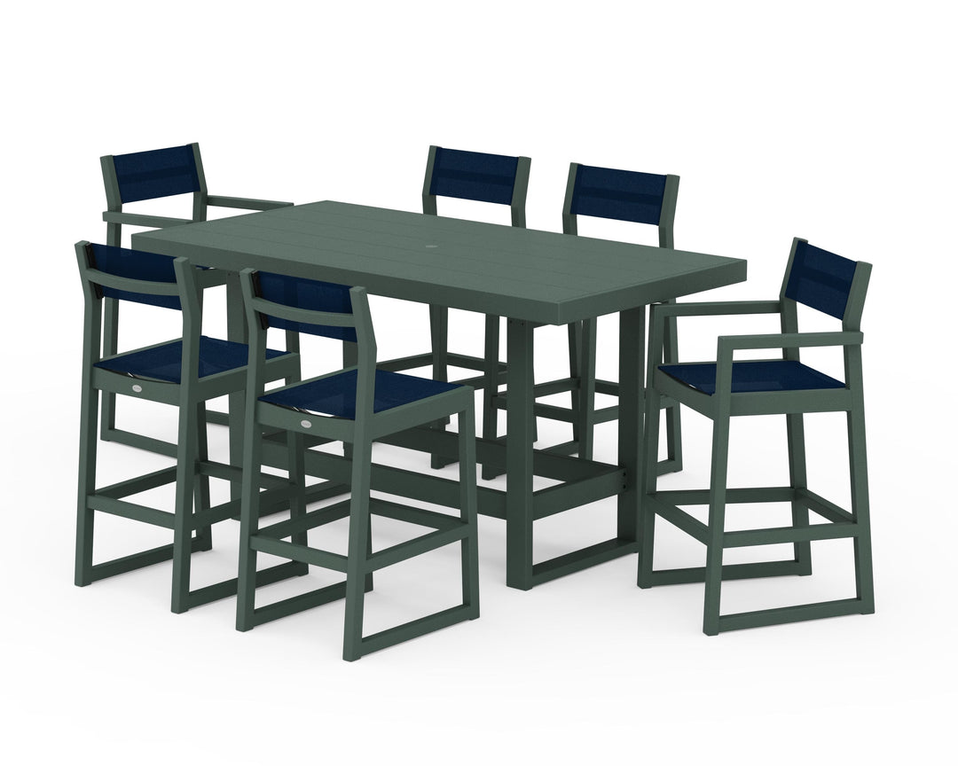 POLYWOOD® EDGE Sling 7-Piece Bar Table Set