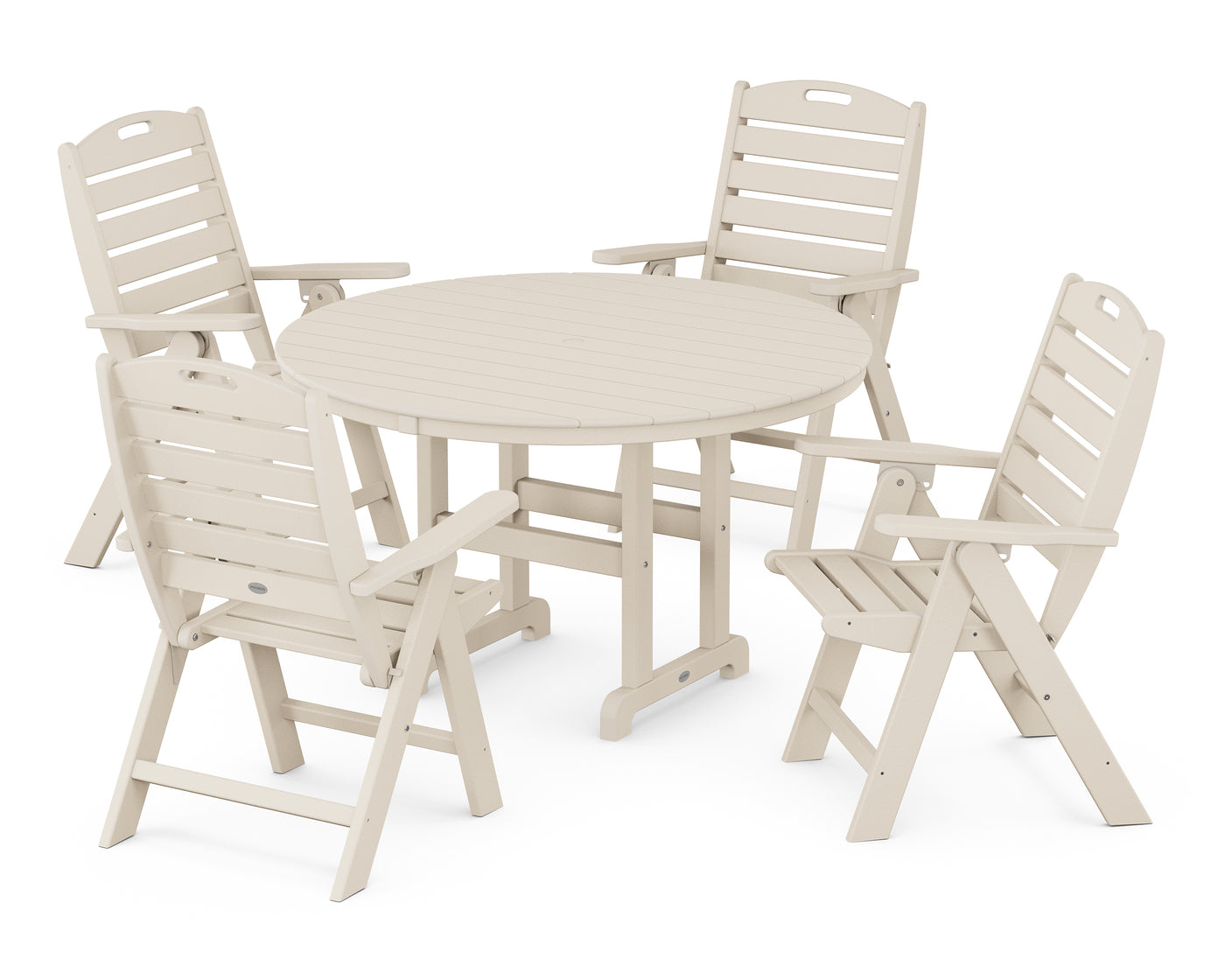 Nautical Folding Chair 5-Piece Round Farmhouse Dining Set