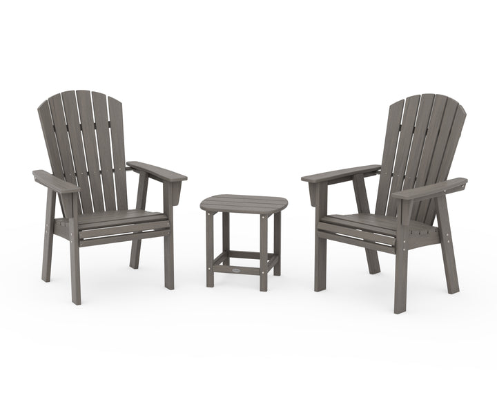POLYWOOD® Nautical 3-Piece Curveback Upright Adirondack Chair Set