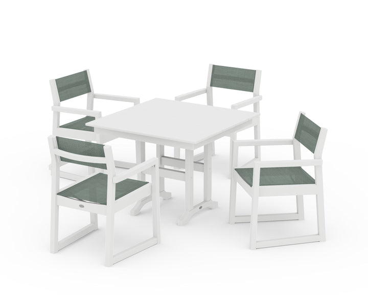 POLYWOOD® EDGE Sling Arm Chair 5-Piece Farmhouse Dining Set