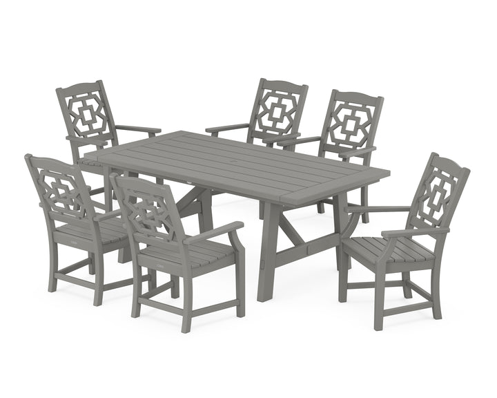 Martha Stewart by POLYWOOD® Chinoiserie Arm Chair 7-Piece Rustic Farmhouse Dining Set