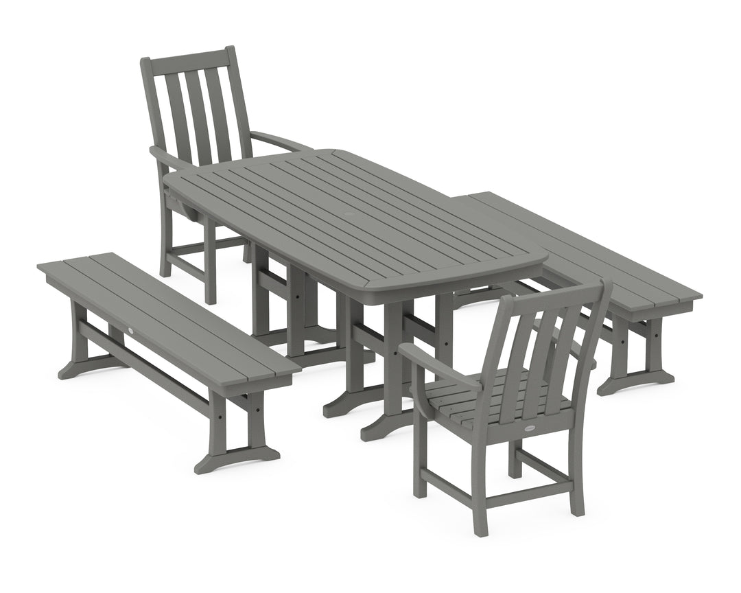 POLYWOOD® Vineyard 5-Piece Dining Set with Benches