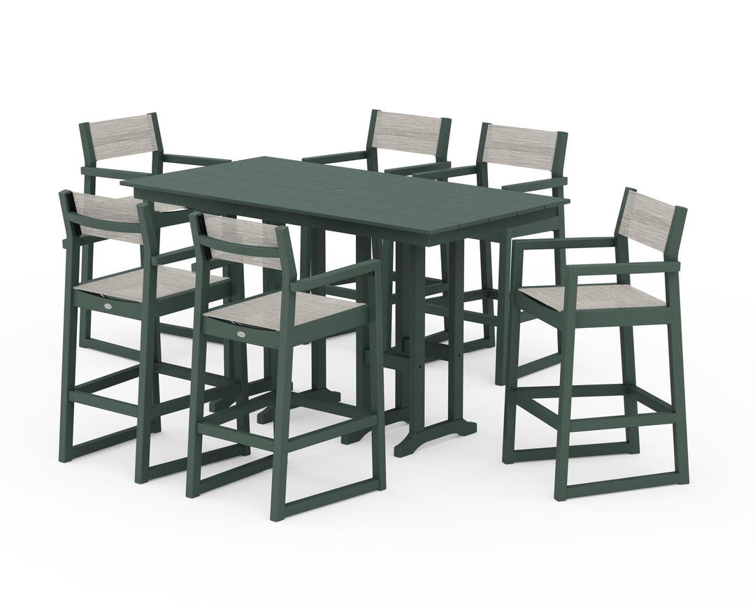 POLYWOOD® EDGE Sling Arm Chair 7-Piece Farmhouse Bar Set