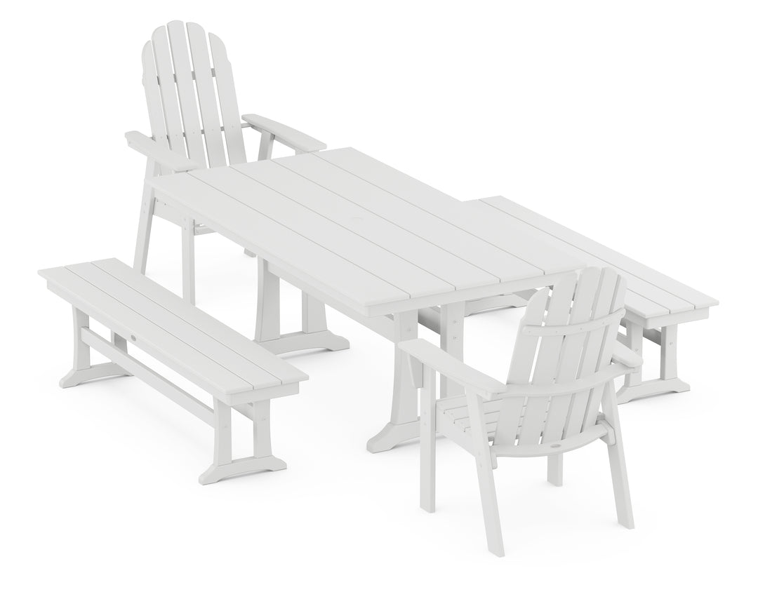 POLYWOOD® Vineyard Adirondack 5-Piece Farmhouse Dining Set With Trestle Legs