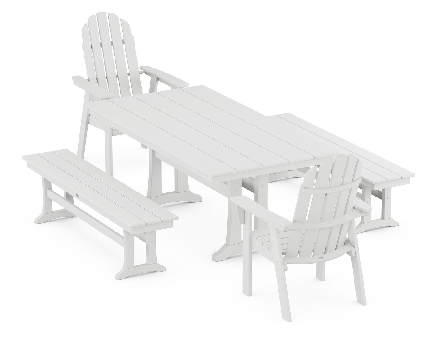 Vineyard Adirondack 5-Piece Farmhouse Dining Set With Trestle Legs