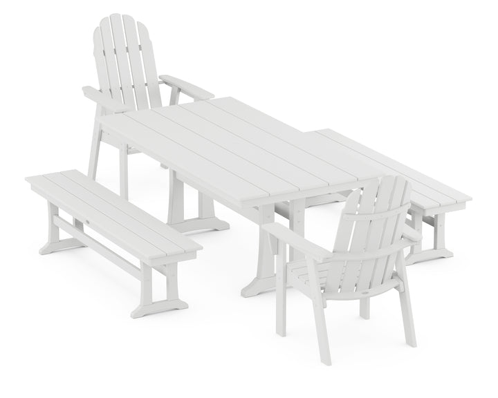 POLYWOOD® Vineyard Adirondack 5-Piece Farmhouse Dining Set With Trestle Legs