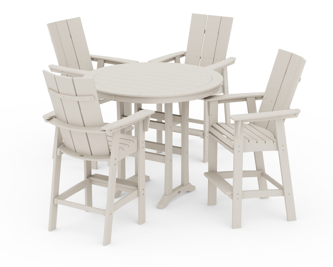 POLYWOOD® Modern Curveback Adirondack 5-Piece Nautical Trestle Bar Set