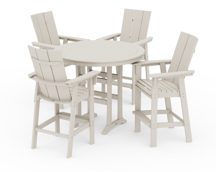 POLYWOOD® Modern Curveback Adirondack 5-Piece Nautical Trestle Bar Set