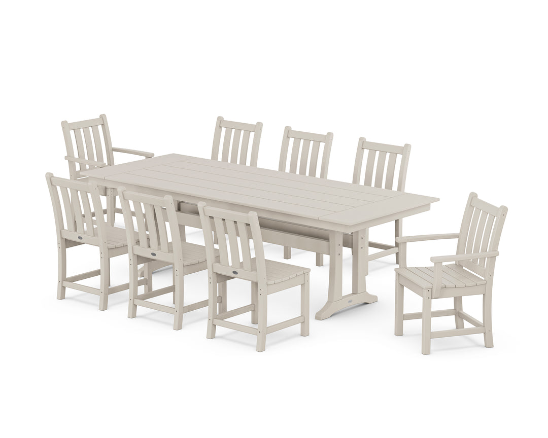 POLYWOOD® Traditional Garden 9-Piece Farmhouse Dining Set with Trestle Legs