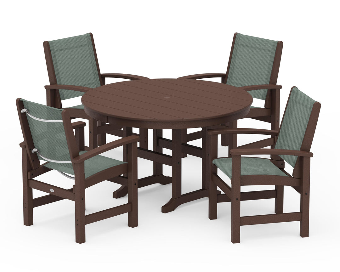 POLYWOOD® Coastal 5-Piece Round Farmhouse Dining Set