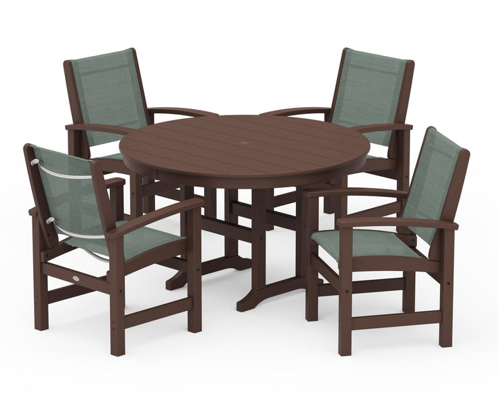POLYWOOD® Coastal 5-Piece Round Farmhouse Dining Set