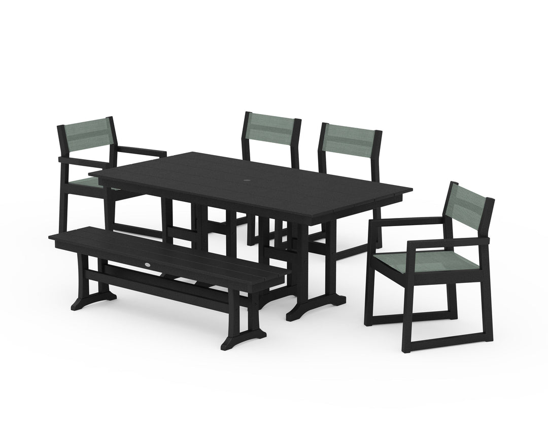 POLYWOOD® EDGE Sling 6-Piece Farmhouse Dining Set