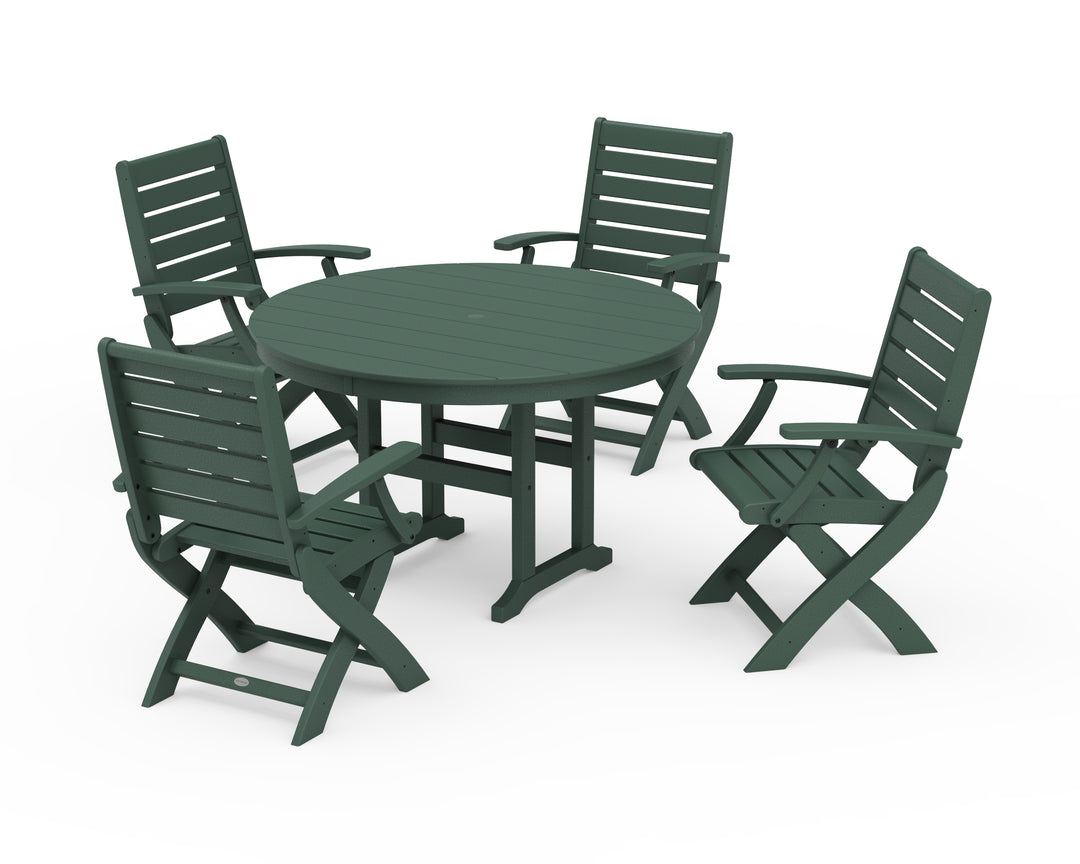 POLYWOOD® Signature Folding Chair 5-Piece Round Farmhouse Dining Set