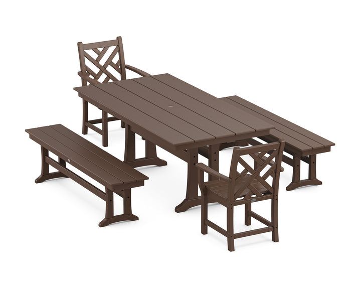 POLYWOOD® Chippendale 5-Piece Farmhouse Dining Set With Trestle Legs