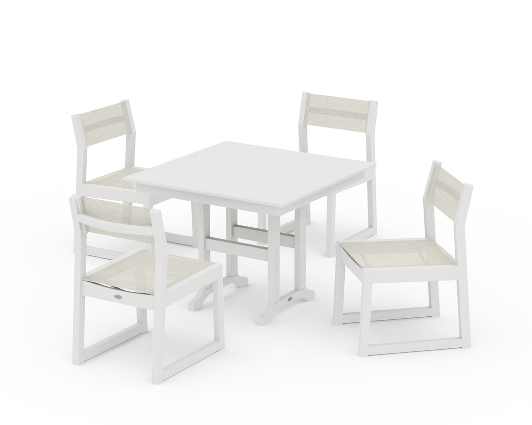 POLYWOOD® EDGE Sling Side Chair 5-Piece Farmhouse Dining Set